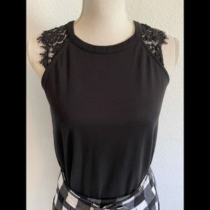NWOT loft black shoulder lace top, sz S
